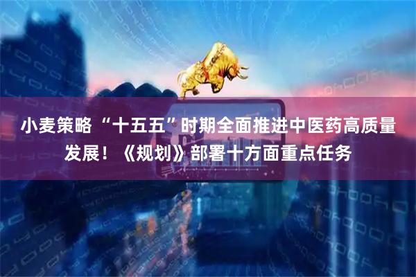 小麦策略 “十五五”时期全面推进中医药高质量发展!《规划》部署十方面重点任务